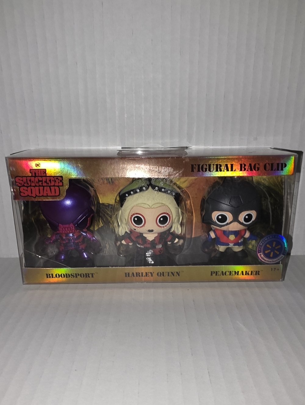 NIB Suicide Squad Figural Bag Clip 3-Pack - Bloodsport, Harley Quinn, Peacemaker